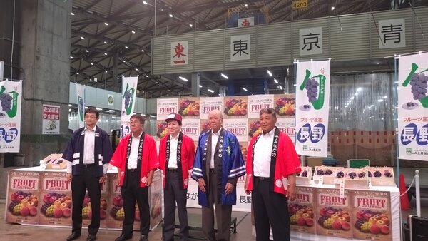 東京・大田市場でJAながの「ナガノパープル」のトップセールスを開催