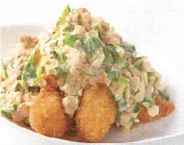 ササミフライのセロリと白菜のタルタルソースかけ