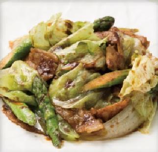 レタスとアスパラの回鍋肉