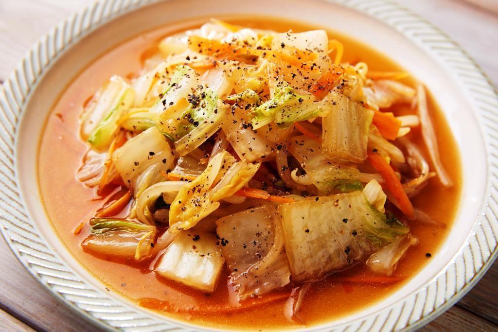 白菜ともやしの中華風レンジ炒め