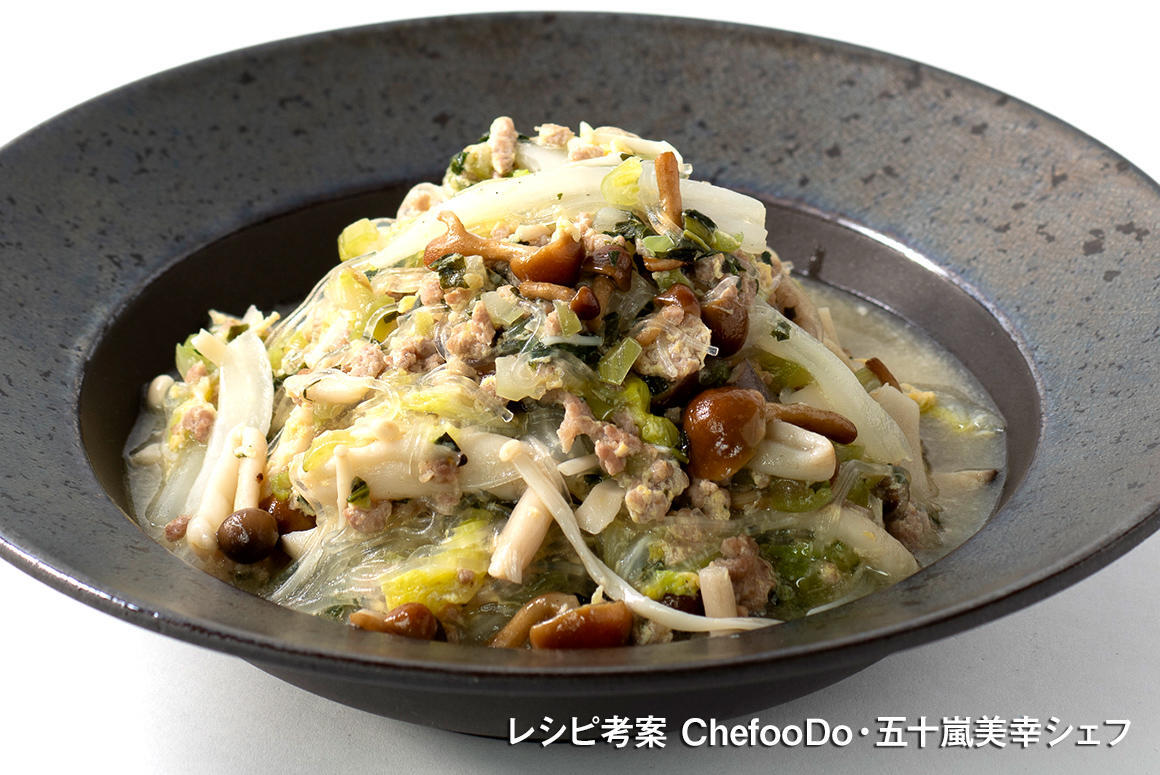 きのこと白菜の春雨煮込み
