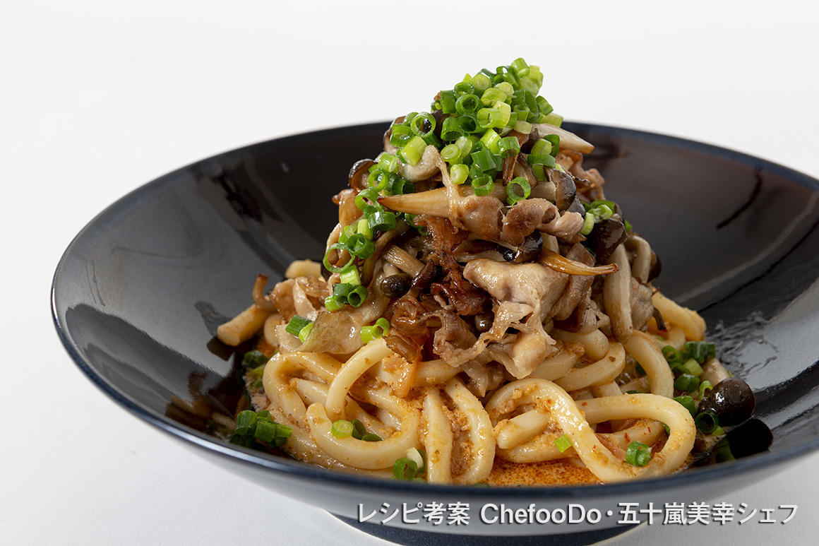 キノコの担々和えうどん