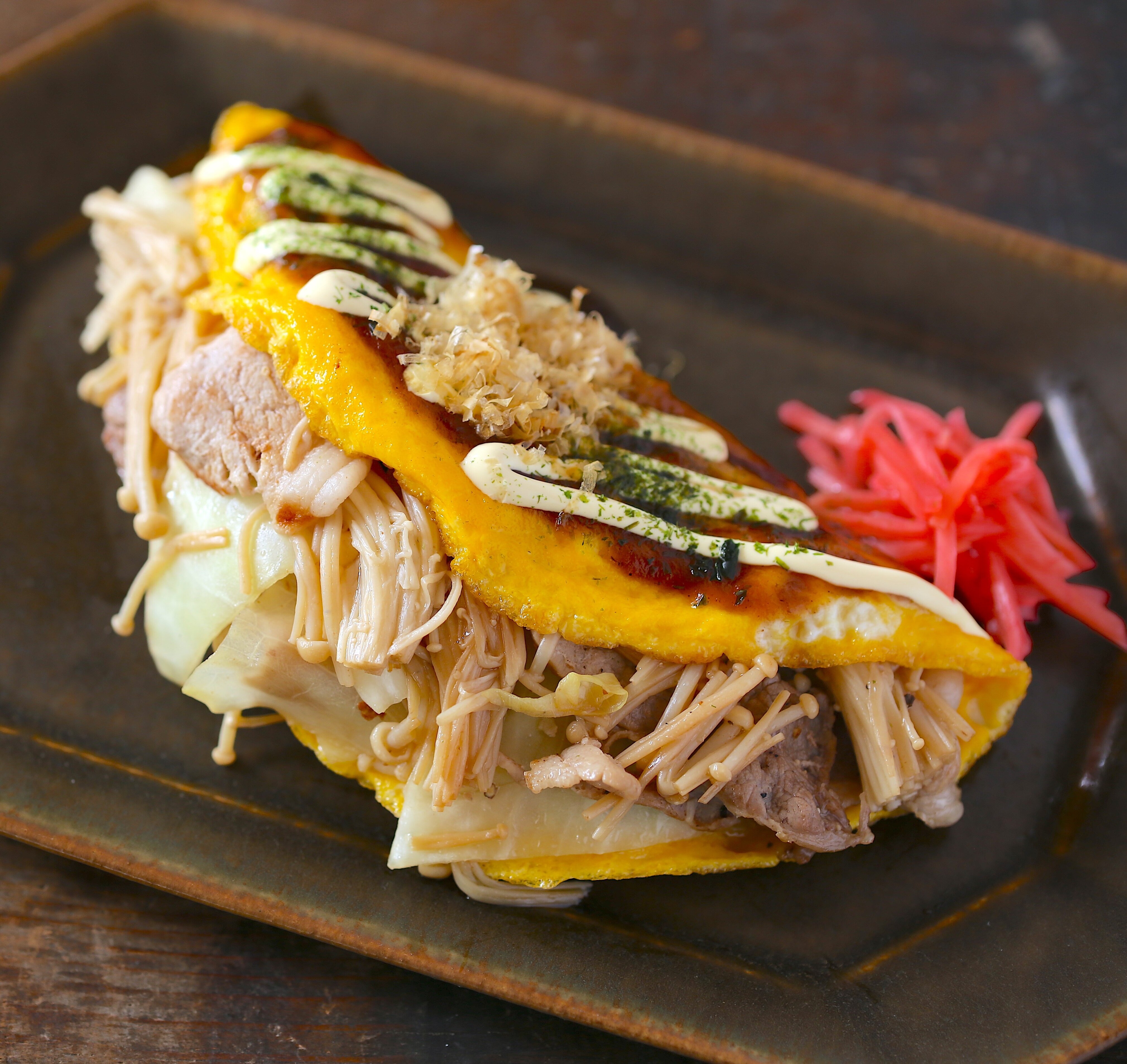えのきたけとキャベツのとんぺい焼き