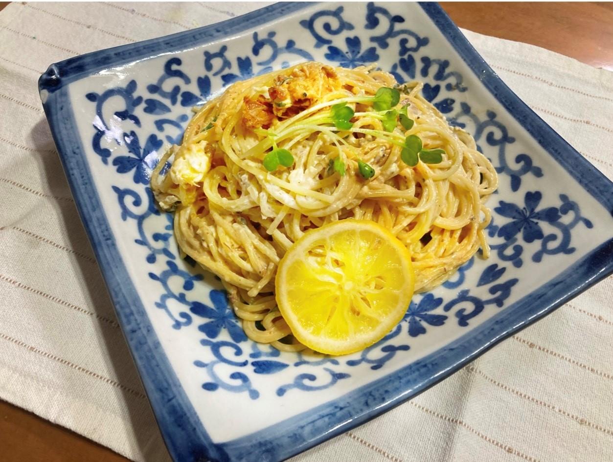 さばみそ缶のクリームパスタ －さっぱりレモン風味－