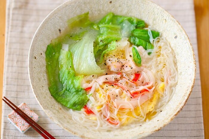かに玉レタスにゅうめん
