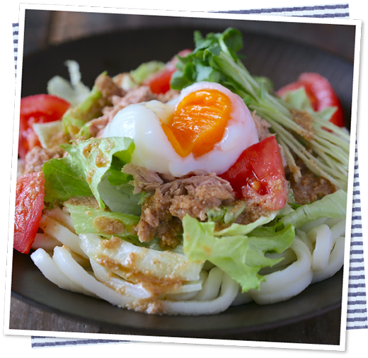 レタスとツナのごまドレサラダうどん